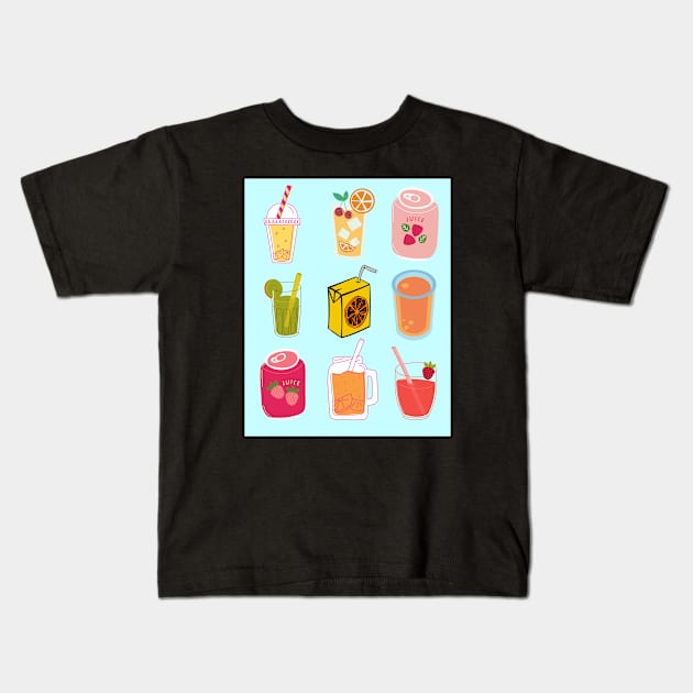 Variety Of Juices For Healthy Living Kids T-Shirt by TANSHAMAYA